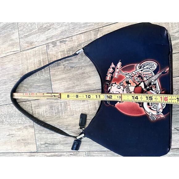 Betty Boop Women's Black On Motorcycle Print Shoulder Bag - Picture 9 of 13